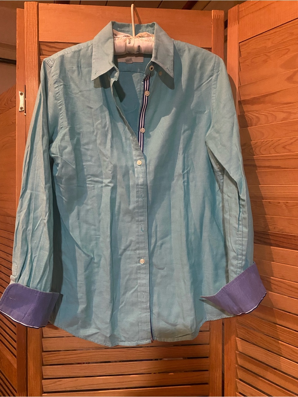 Banana Republic Aqua Blue Oxford Shirt with Navy Trim
